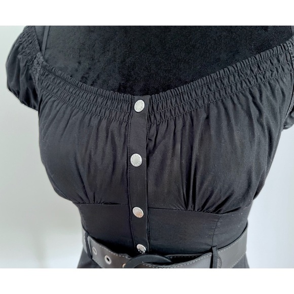 Guess Black Off-Shoulder Bustier Belted Fitted Blouse XS - Picture 3 of 6
